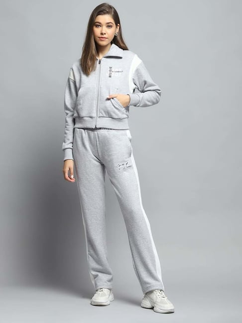Monte Carlo Women's Grey Printed Collar Neck Full Sleeve Tracksuit-picture-29