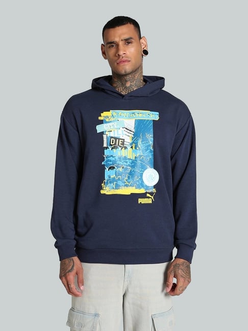 Puma New Navy Cotton Relaxed Fit Printed Sports Hoodie-picture-16