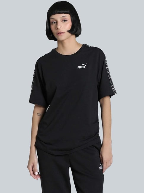 Puma Black Cotton Relaxed Fit T-Shirt-picture-43