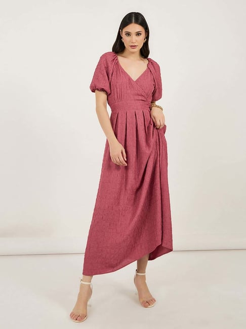 Styli Pink Plain A-Line Dress-picture-33