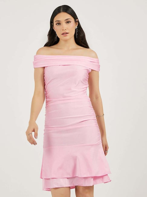 Styli Pink Plain Bodycon Dress-picture-32