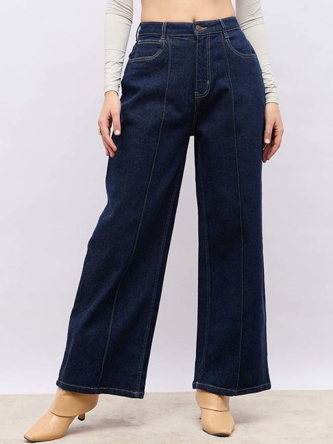 Styli Blue Plain High-Rise Jeans
