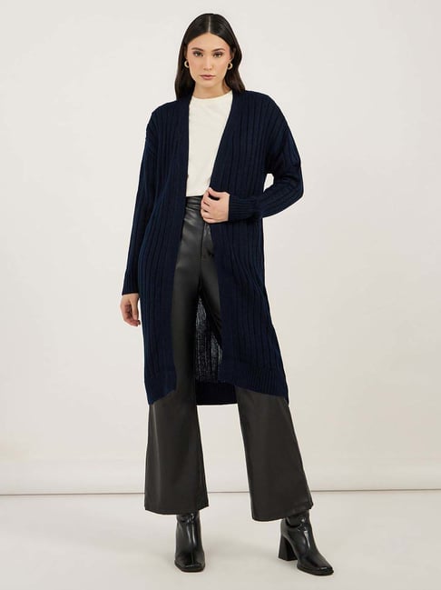 Styli Navy Blue Plain Cardigan-image-35