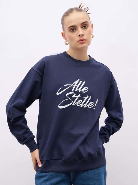 Styli Navy Blue Printed Sweatshirt-image-31