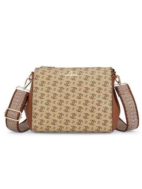 Lavie Taupe Printed Medium Sling Handbag