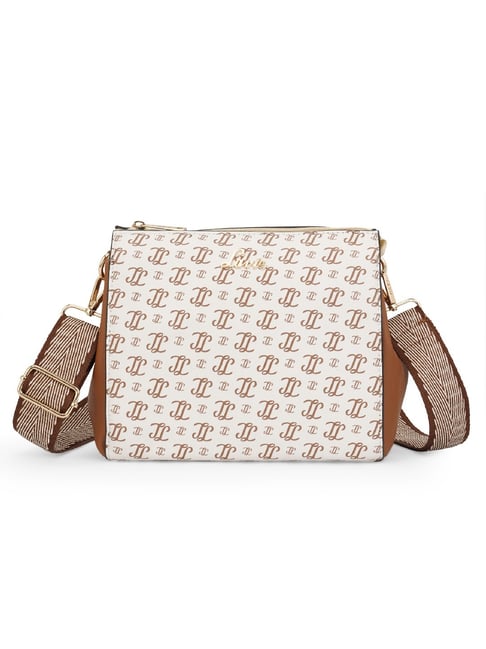 Lavie Off White Printed Medium Sling Handbag