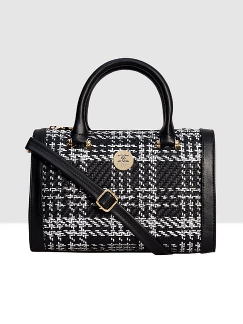 Esbeda Black & White Woven Medium Handbag