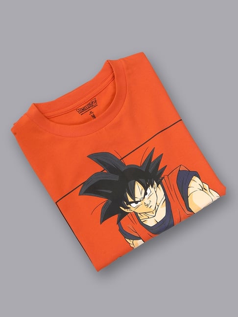 Buy Free Authority Orange Dragon Ball Z Printed Regular Fit Tshirt