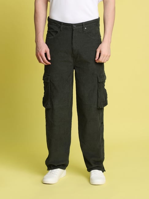 Bene Kleed Olive Loose Fit Mid-Rise Cotton Cargos