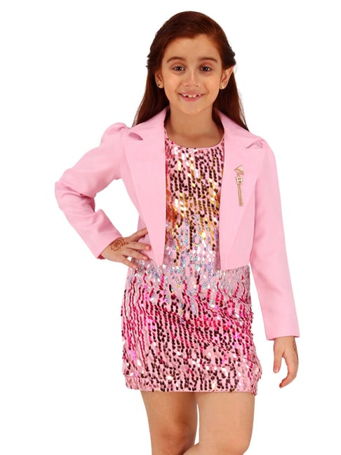 Cutecumber Girls Pink Dress With Shrug-picture-27