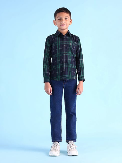 U.S. Polo Assn. Boys Navy Cotton Plaid Shirt-picture-18