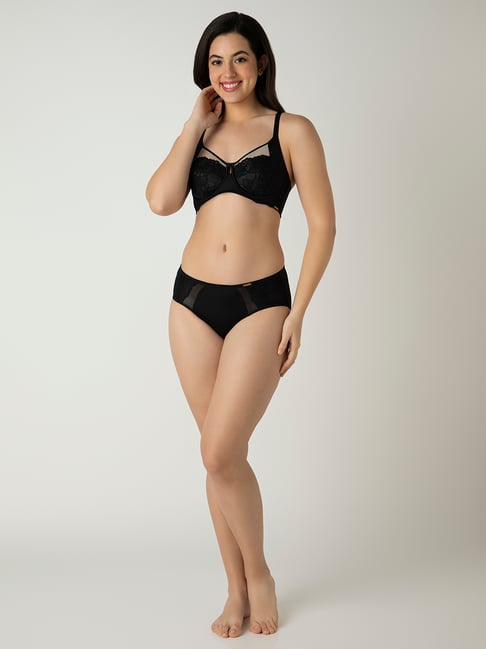 Amante Black Polyamide Regular Fit Bra-image-10
