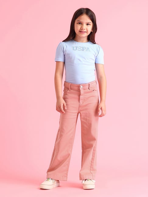 U.S. Polo Assn. Girls Pink Cotton Jeans