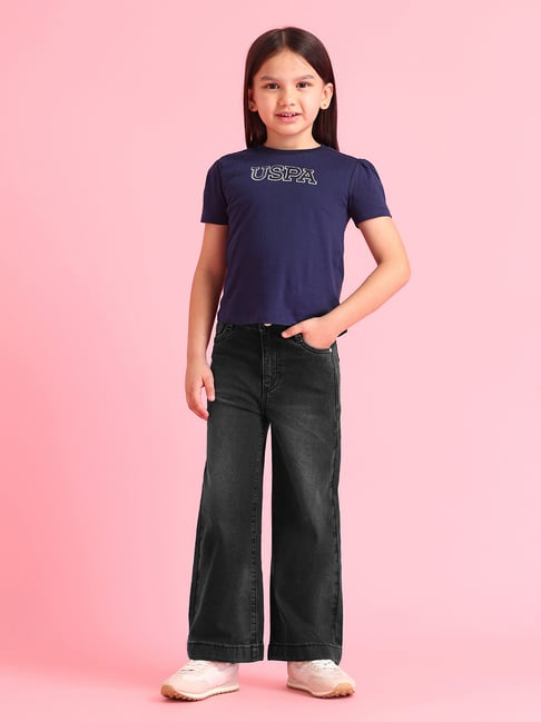 U.S. Polo Assn. Girls Black Cotton Jeans