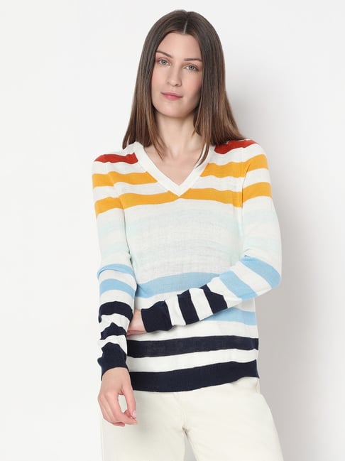 Vero Moda White Striped Full Sleeves Sweater-picture-44