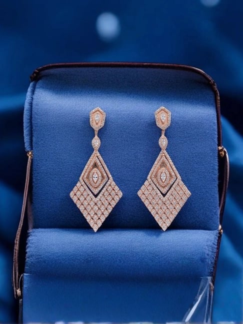 Rihi by P.C. Chandra Jewellers 925 Rose Gold Diamond Cut Drop Earrings