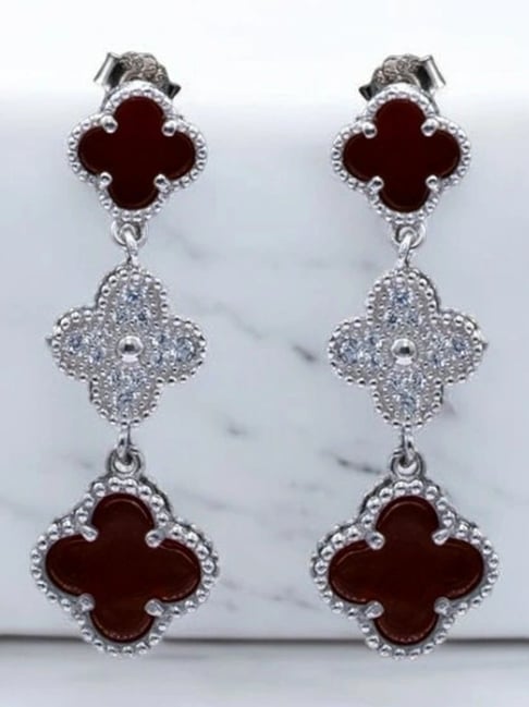 Rihi by P.C. Chandra Jewellers 925 Sterling Silver Floral Motif Drop Earrings-picture-38