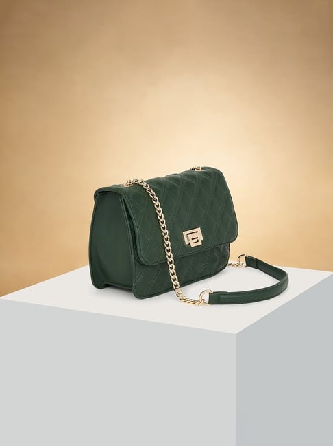 Forever Glam by Pantaloons Forest green Quilted Medium Sling Handbag-picture-21