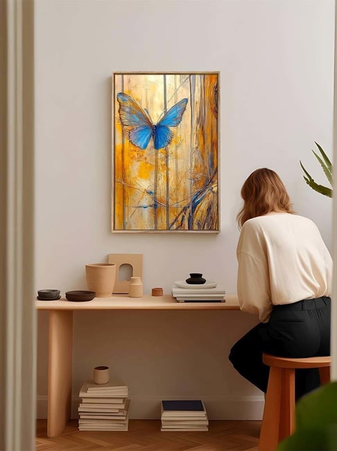 Art Street Blue & Yellow Butterfly Canvas Painting-picture-46