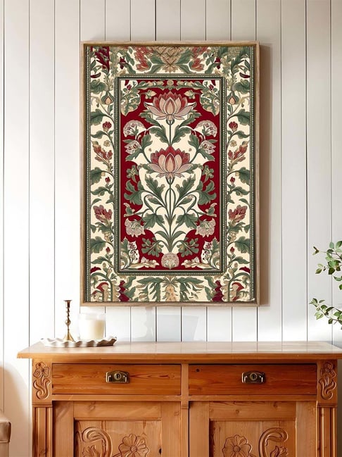 Art Street Pink & Green Indian Lotus Floral Canvas Painting-picture-30