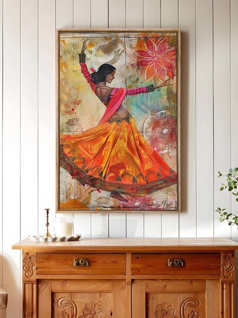 Buy Art Street Orange Lady Kathak Dance Canvas Painting at Best Price @  Tata CLiQ