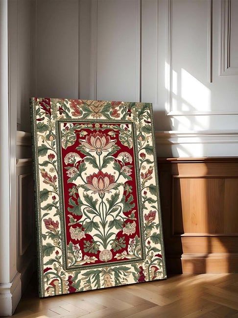 Art Street Pink & Green Indian Lotus Stretched Canvas Painting-picture-12