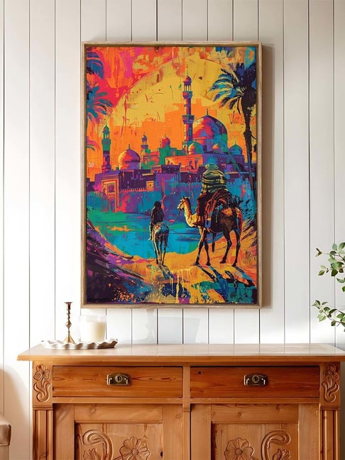 Buy Art Street Multicolor Arabian Camel Canvas Painting at Best