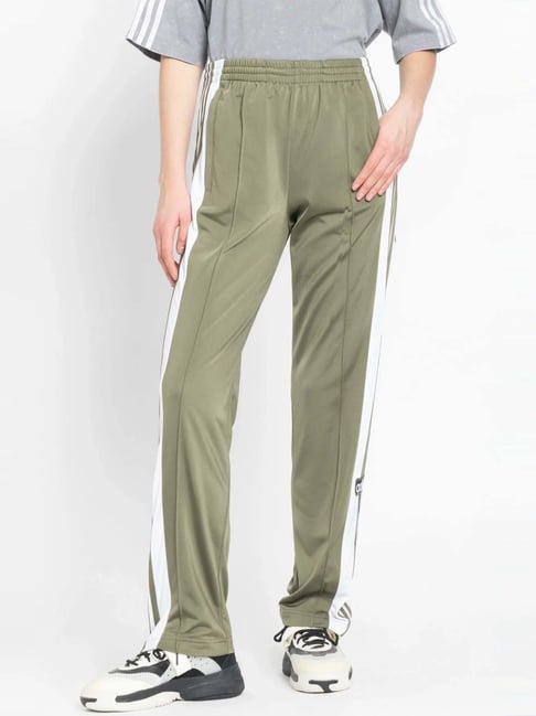 Adidas Originals Green Plain Trackpants-image-30