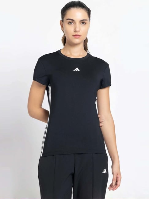 adidas Black Plain Sports T-Shirt-picture-33