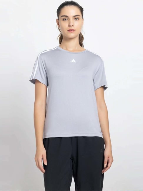 Buy adidas Grey Plain Sports T-Shirt for Women Online Tata CLiQ
