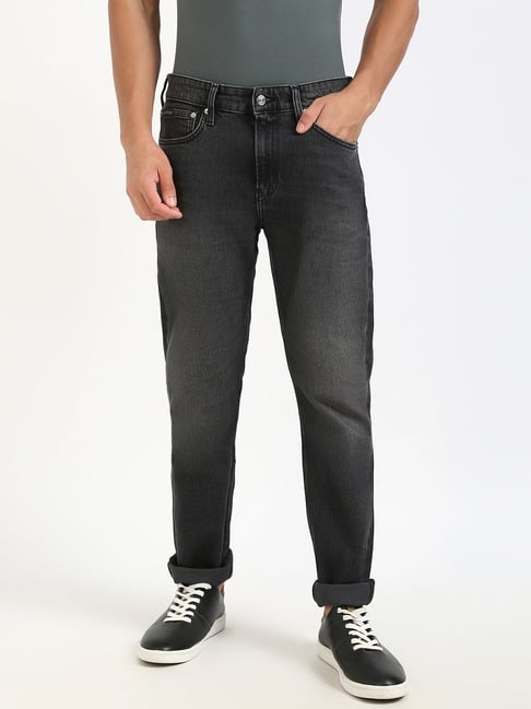 Calvin Klein Jeans Washed Black Cotton Slim Fit Jeans