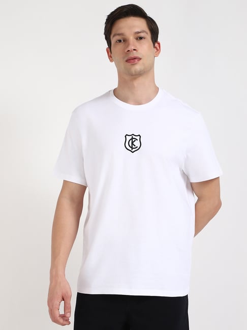 Calvin Klein Jeans Brilliant White Cotton Slim Fit T-Shirt