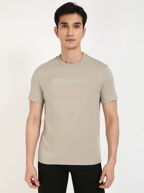 Calvin Klein Jeans Vintage Khaki Cotton Regular Fit T-Shirt