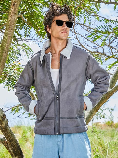 Campus Sutra Grey Regular Fit Jacket-picture-26