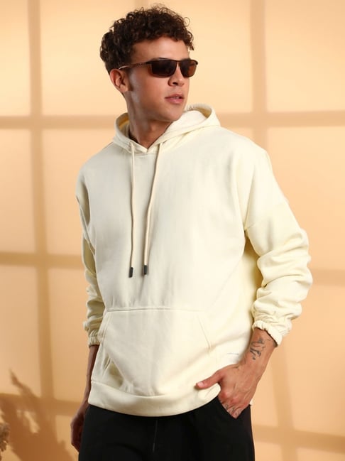 Campus Sutra Yellow Cotton Regular Fit Hooded Sweatshirt-picture-36