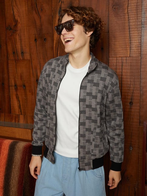 Campus Sutra Grey Regular Fit Printed Jacket-picture-30