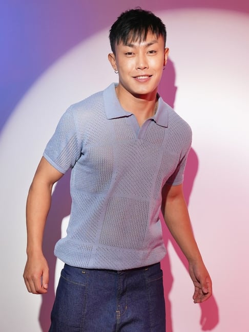 Campus Sutra Grey Regular Fit Self Pattern Polo T-Shirt-picture-37