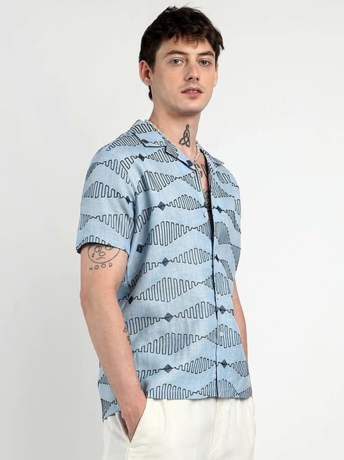 Campus Sutra Blue Regular Fit Embroidered Shirt-picture-26