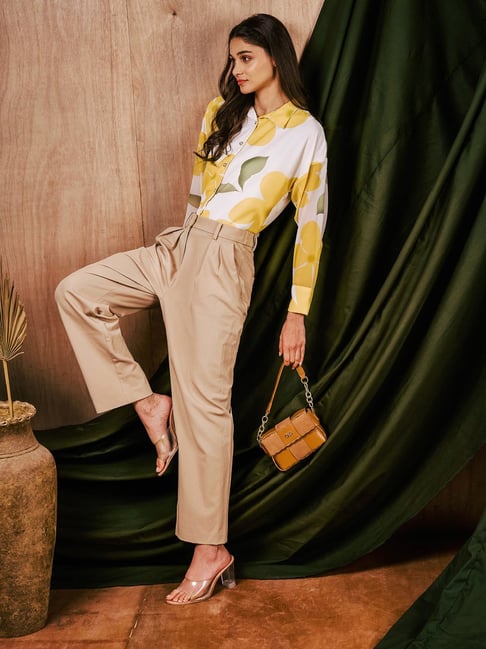 Mish White Georgette Regular Fit Floral Casual Shirt-picture-12