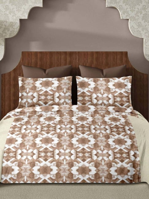 Ariana SORRENTO Coffee Cotton 144 TC Double Size Bedsheet With 2 Pillow Covers-picture-21