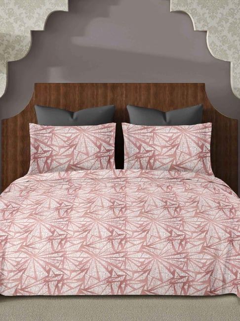 Ariana SORRENTO Peach Cotton 144 TC Double Size Bedsheet With 2 Pillow Covers-picture-42