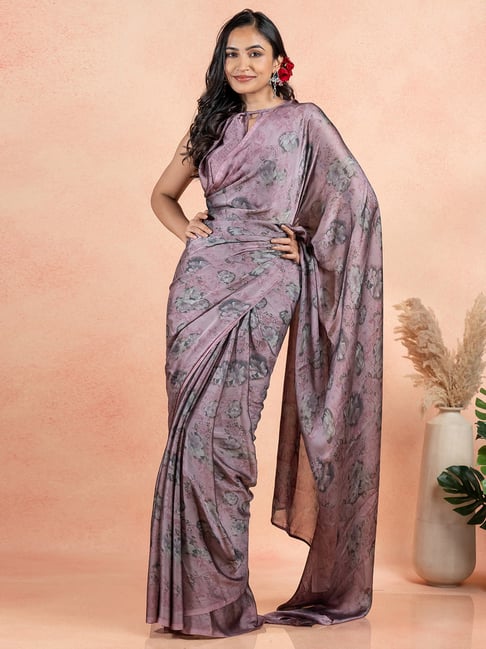 Mirchi Fashion Pink Chiffon Floral Saree With Unstitched Blouse-picture-11