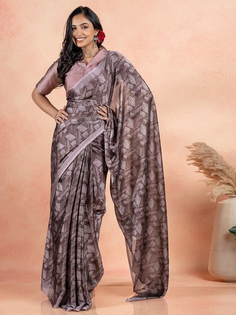 Mirchi Fashion Wine Chiffon Geometric Saree With Unstitched Blouse-picture-22