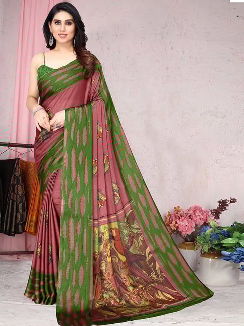 Mirchi Fashion Pink Chiffon Tie And Dye, Bird Print Saree With Unstitched Blouse-picture-10
