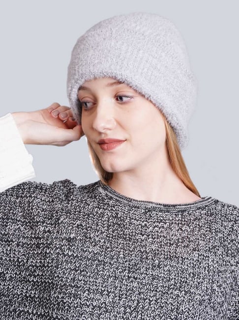 Buy BHARATASYA Rabbit Fur Grey Beanie Cap For Women Online Tata CLiQ