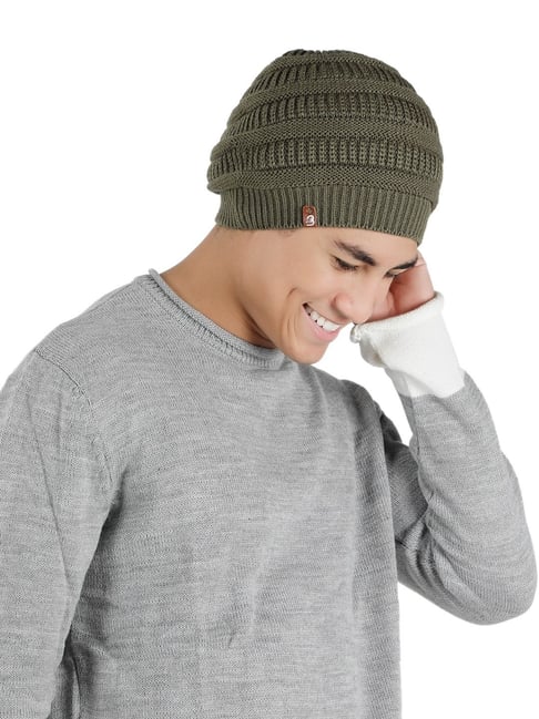 Buy BHARATASYA Acrylic Green Mens Winter Beanie Online Tata CLiQ