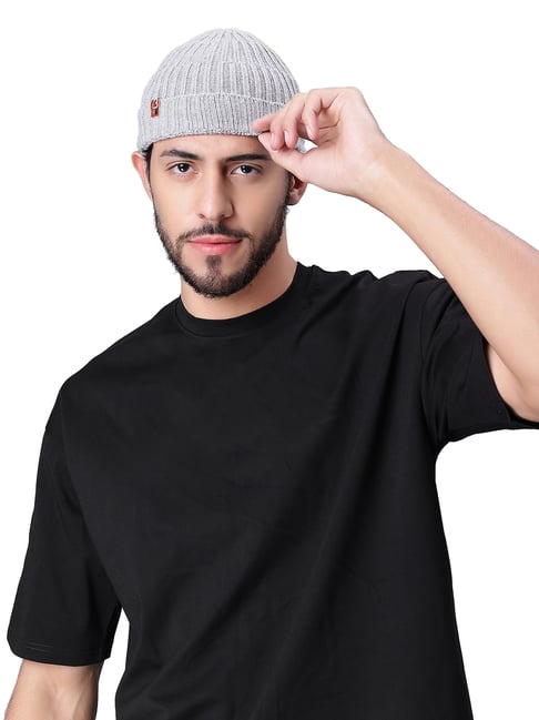 BHARATASYA Cotton Grey Mens Hip Hop Beanie Cap