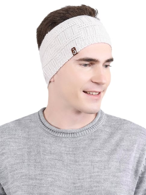 BHARATASYA Wool White Mens Winter Headband