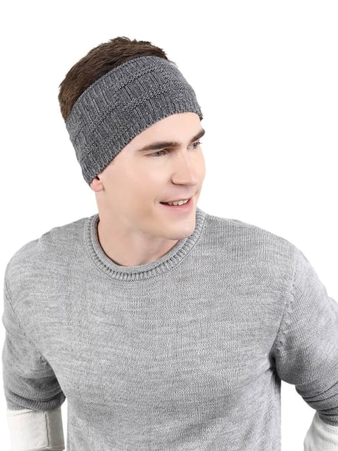 BHARATASYA Wool Grey Mens Winter Headband