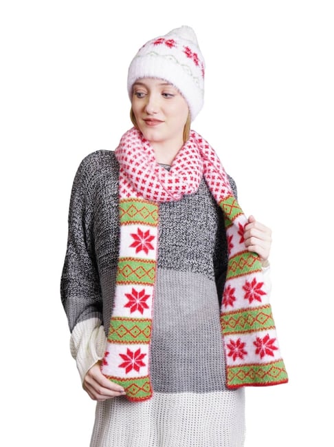 Buy BHARATASYA Wool White Womens Winter Cap Muffler set Online
